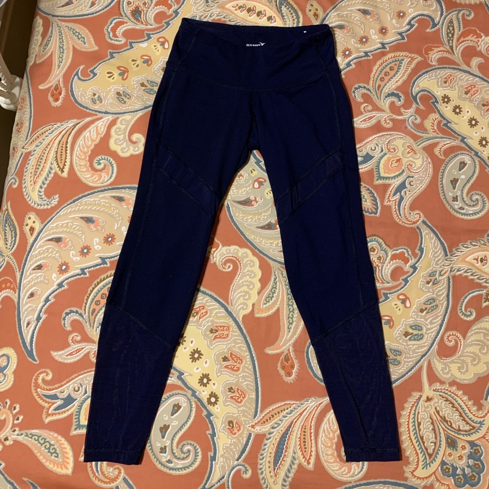 7/8th navy high-rise mesh detailed legging